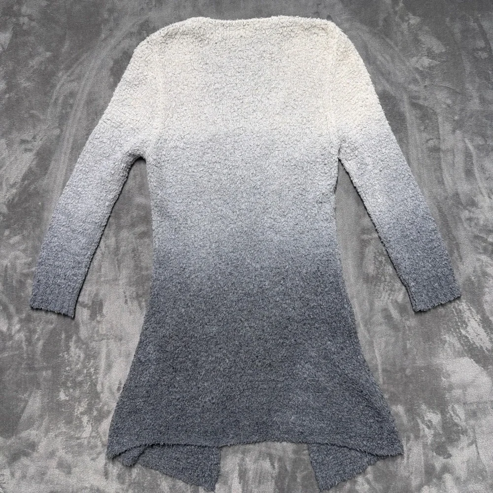Barone‎ Firenze Cardigan Womens Small Ombre Gray Wool Long Boucle Minimalist